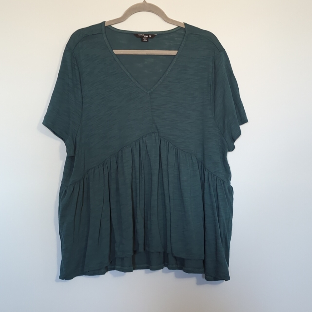 Plus Size Teal Peplum Top Babydoll